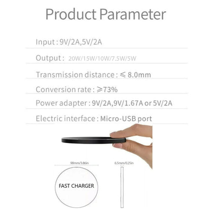 20W Wireless Charger Fast Charge Pad For Samsung iPhone XS Max X XR 12 13 Pro