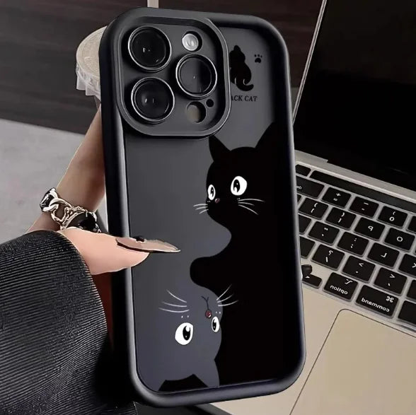 Yin Yang Black and White Cat Silicone Phone Case