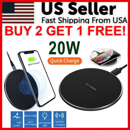 20W Wireless Charger Fast Charge Pad For Samsung iPhone XS Max X XR 12 13 Pro